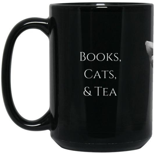 Books Cats and Tea BM15OZ 15oz Black Mug